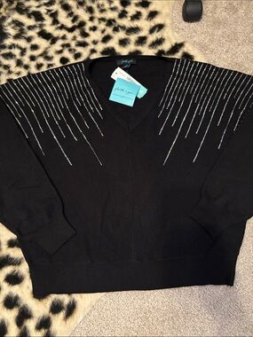 Faith + zoe shine mitered rib sweater